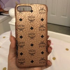 MCM iPhone 8 Plus case, rose gold.